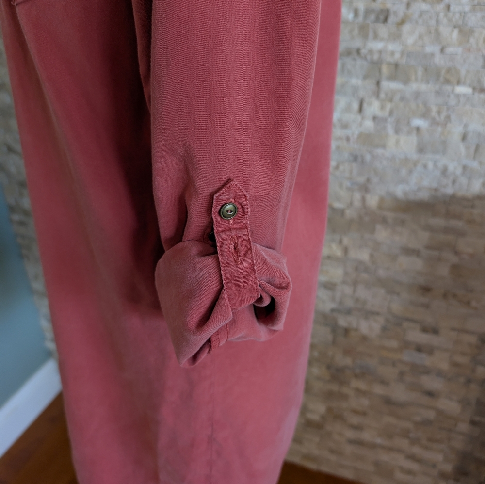 Banana Republic Rust Red Button Up Shirtdress Sz 0 Eco Nature Gorpcore image 3